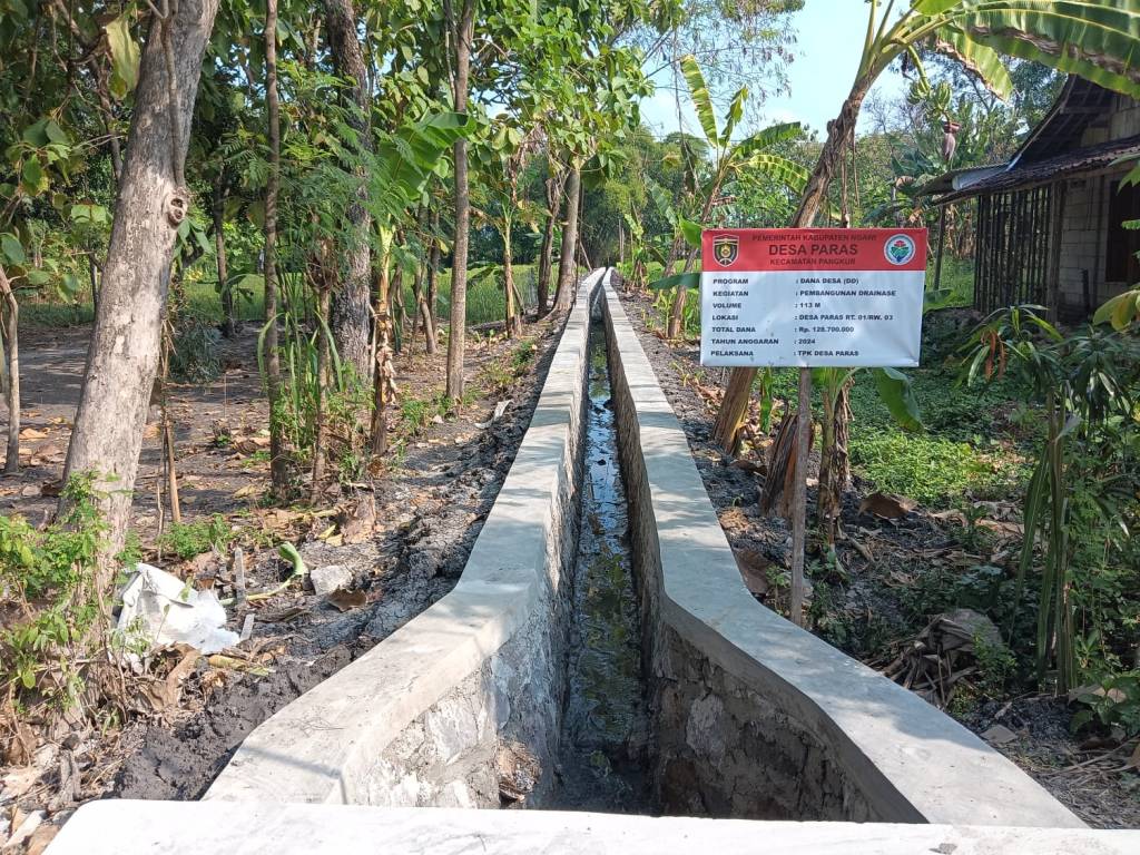 Gunakan Anggaran DD, Pemdes Paras Kabupaten Ngawi Bangun Drainase